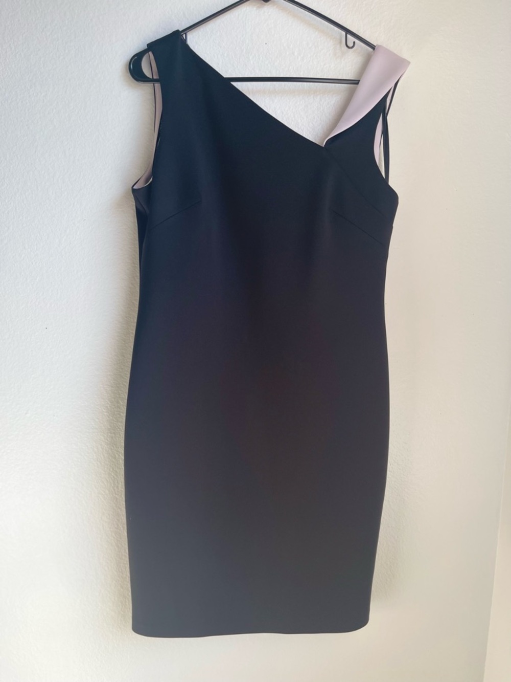 Sleeveless Black Sheath Dress with Contrast Pink Detail
